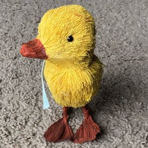 Easter decor. Straw little duck